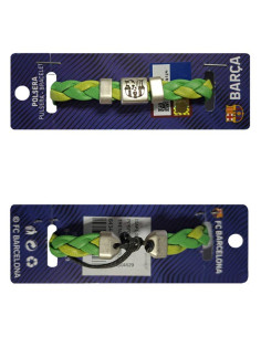 FC Barcelona Pulsera trenzada verde de cuero y metal 2