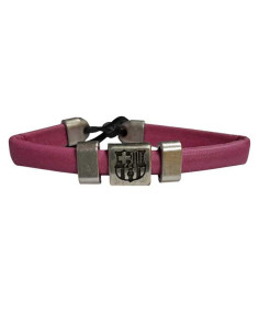 FC Barcelona Pulsera de cuero rosa con escudo metal