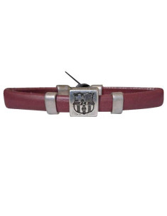 FC Barcelona pulsera de cuero marrón con escudo metálico