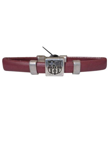 FC Barcelona pulsera de cuero marrón con escudo metálico