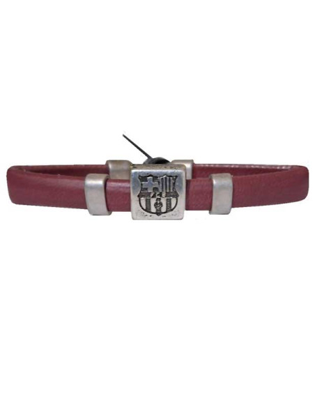 FC Barcelona pulsera de cuero marrón con escudo metálico