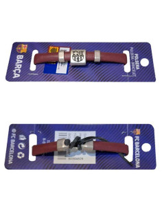 FC Barcelona pulsera de cuero marrón con escudo metálico 2