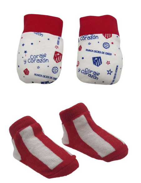 Set bebé Atlético Madrid gorro body guantes y manoplas