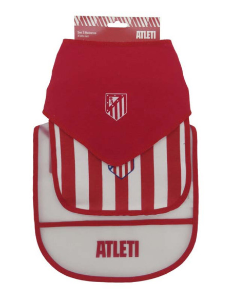 Atlético de Madrid set 3 baberos 100% algodón