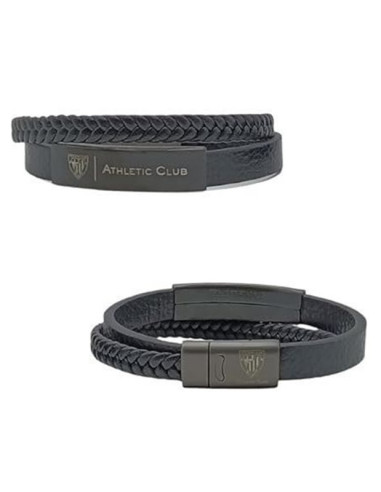 Pulsera piel negra Athletic Club lazos negro y marrón