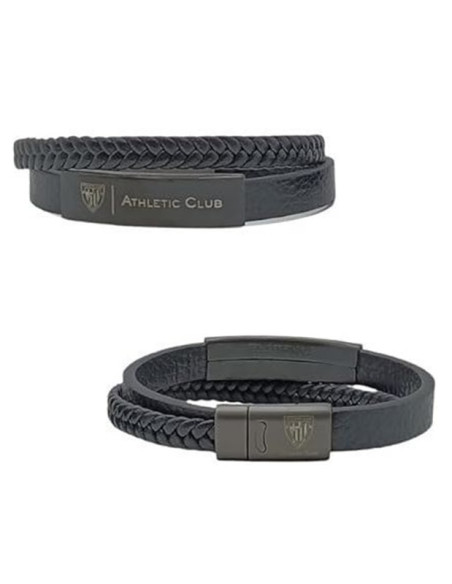 Pulsera piel negra Athletic Club lazos negro y marrón