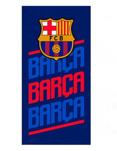 Toalla oficial del FC Barcelona de microfibra azulgrana de 70x140 cm.