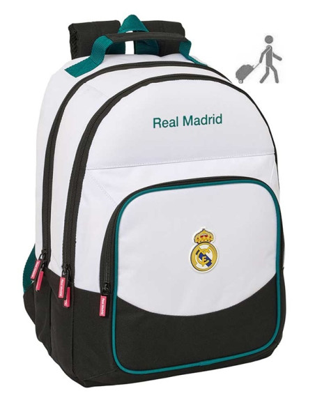 Mochila grande Real Madrid multibolsillos Premium adaptable a carro escolar