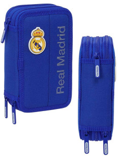 Estuche plumier Real Madrid triple con 37 piezas escolares