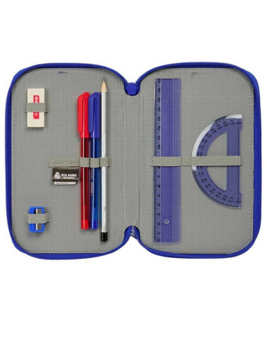 Estuche plumier Real Madrid triple con 37 piezas escolares