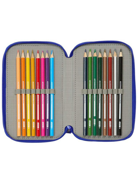 Estuche plumier Real Madrid triple con 37 piezas escolares