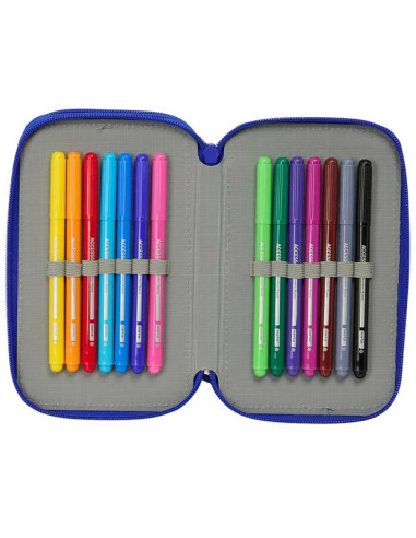 Estuche plumier Real Madrid triple con 37 piezas escolares