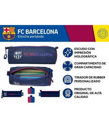Estuche FC Barcelona cilindro con escudo holográfico