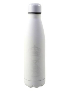 Botella metálica blanca Real Madrid rubberizada con doble pared