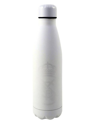 Botella metálica blanca Real Madrid rubberizada con doble pared
