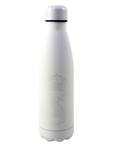 Botella metálica blanca Real Madrid rubberizada con doble pared
