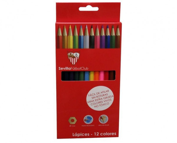 Caja con 12 pinturas lápiz de colores Sevilla FC