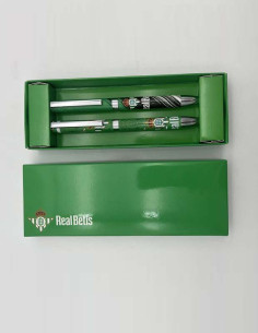 Set 2 bolígrafos metálicos Real Betis en caja de regalo 2