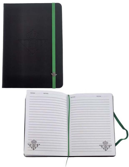Pack regalo agenda Real Betis con bolígrafo de metal vista cuaderno interior