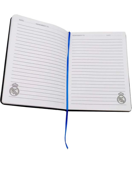 Pack  agenda y bolígrafo metálico Real Madrid vista interior agenda renglones