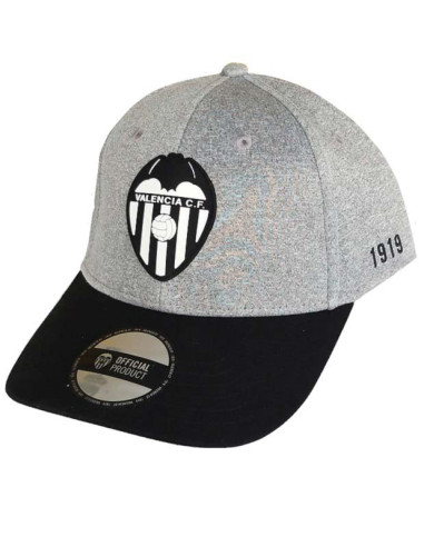 Gorra Valencia CF color gris juvenil y adulto vista escudo