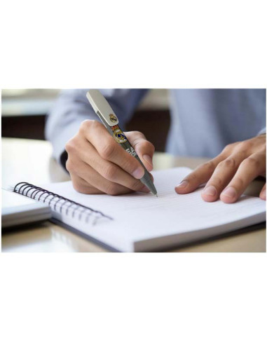 Bolígrafo Real Madrid con clip escritura fina de color azul