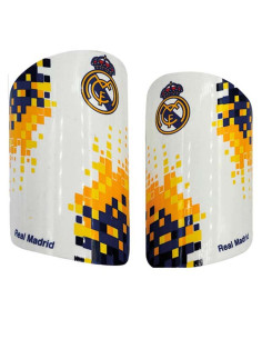 Espinilleras oficiales del Real Madrid unisex infantiles y juveniles con refuerzo interior de EVA