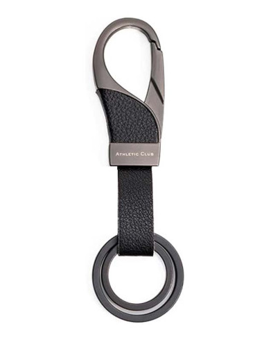 Llavero Athletic Club metal y cuero entrelazado negro