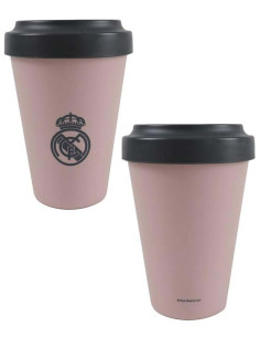 Vaso rosa Real Madrid para llevar café a la oficina