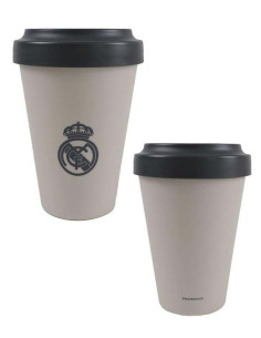 Vaso color crema Real Madrid para llevar café a oficina