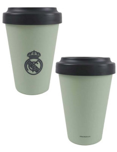 Vaso color verde Real Madrid para llevar café a oficina