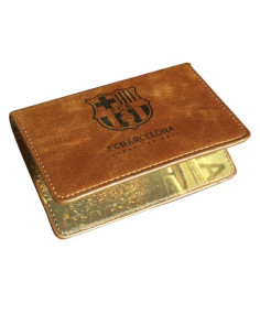 Cartera funda de carnet FC Barcelona de piel marrón