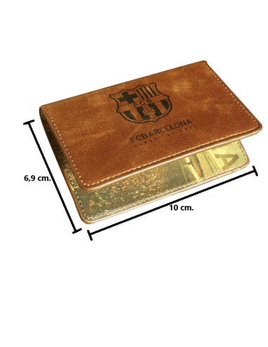 Cartera funda de carnet FC Barcelona de piel marrón