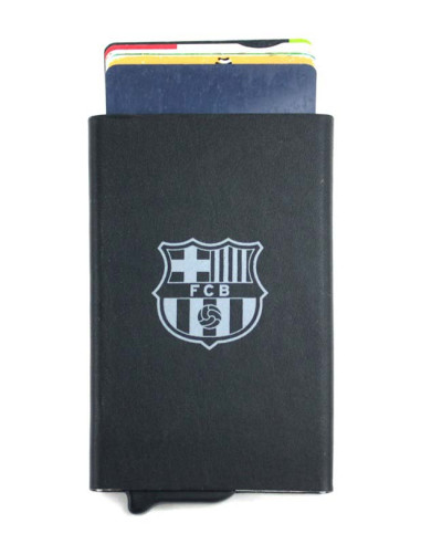 Tarjetero metálico automático FC Barcelona negro