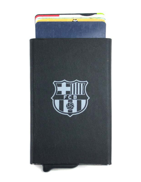 Tarjetero metálico automático FC Barcelona negro