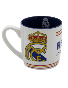 Taza Real Madrid cerámica blanca y azul