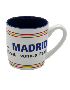 Taza Real Madrid cerámica blanca y azul 2