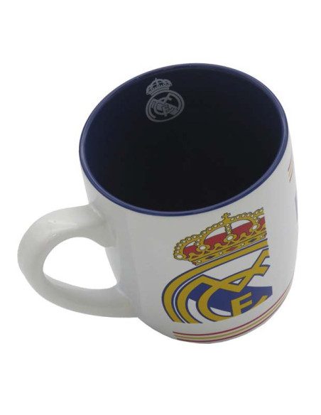 Taza Real Madrid cerámica blanca y azul