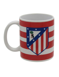 Atlético de Madrid taza cerámica rojiblanca con escudo