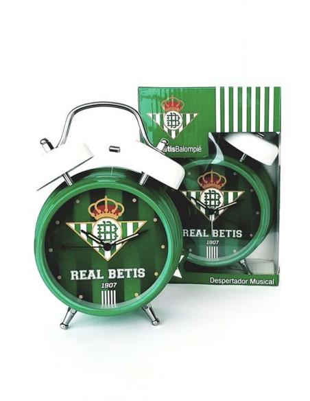 Reloj despertador metálico campana y notas Betis