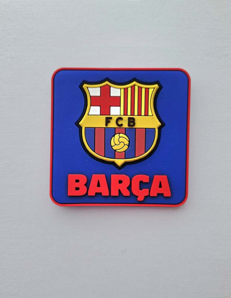 Imán escudo FC Barcelona con leyenda Barça cuadrado