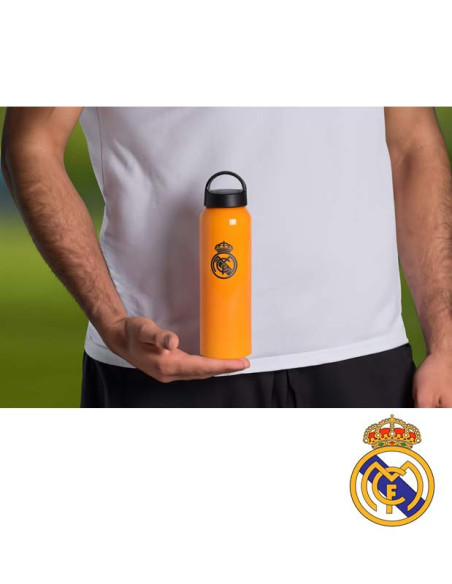 Real Madrid botella metálica naranja 600 ml.