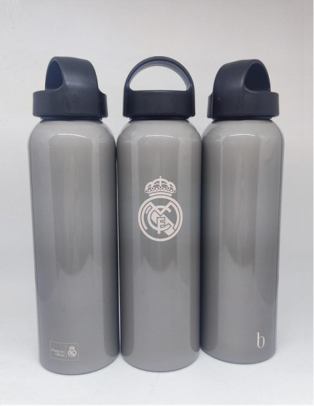 Real Madrid botella metálica gris 600 ml.