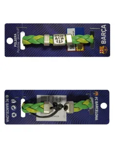 FC Barcelona Pulsera trenzada verde de cuero y metal 2
