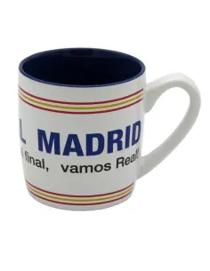 Taza Real Madrid cerámica blanca y azul 2